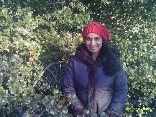 The holly tree added a touch of color.