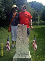 Charles and the Hayfoot at the Gettysburg First Shot marker