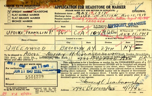 Updike grave marker copy