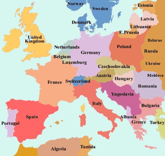 Europe as it was after being redrawn in 1919