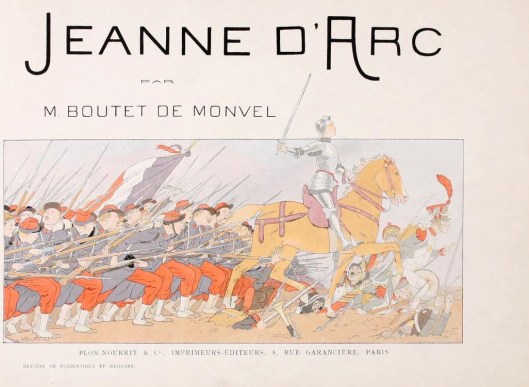Monvel published the children book in 1895. The 15th century French soldiers depicted here look suspiciously like the zouave units of Monvel's time. French soldiers first started wearing these in the mid nineteenth century and continued through the first months of the Great War.
