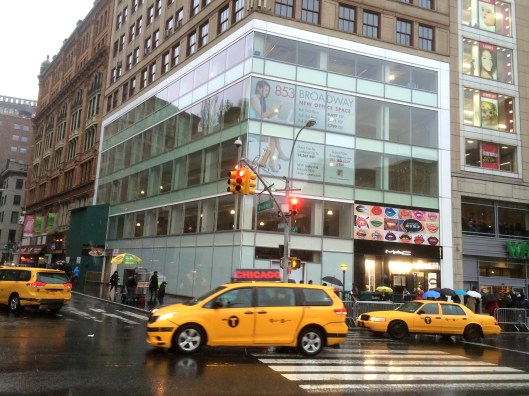 Looking south from Union Square, 14th Street and Broadway. Cornelius and Margaret Roosevelt's house stood where the white building is today.