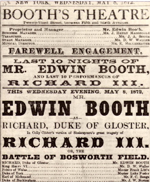 Edwin Booth was part of the fabric on New York City social and cultural life for decades. The extent to which this is true is often lost on us today.