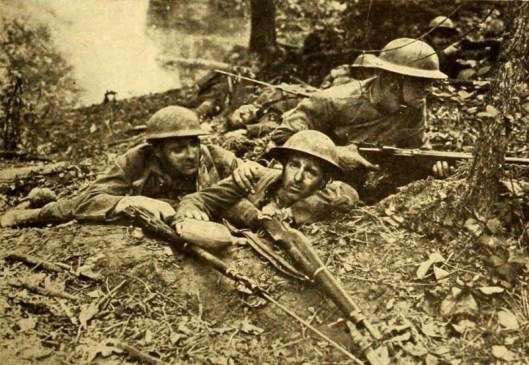 Production still from The Lost Battalion originally appearing in the Hollywood trade publication Moving Picture World June 28, 1919