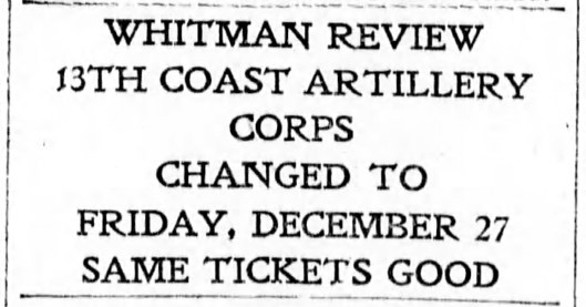 These ads ran all week in the Brooklyn Daily Eagle announcing the date change.