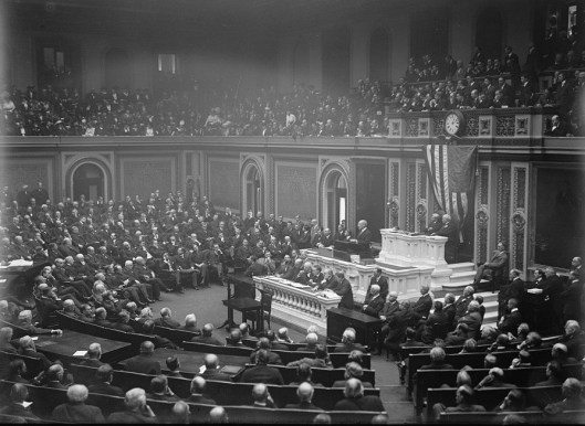 President Wilson speaks to Congress on 3 February 1917 announcing the severing of relations with Germany
